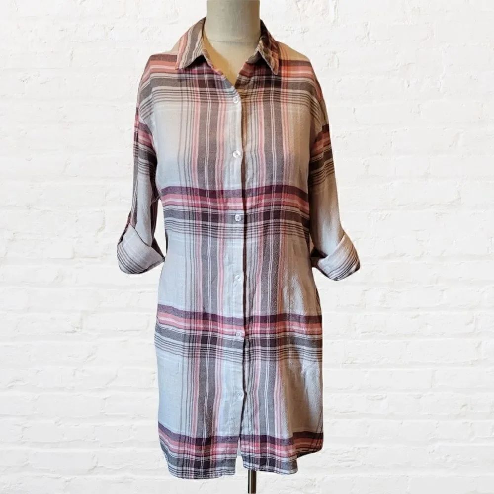 Simply Vera by Vera Wang Button Up Shirt Dress with POCKETS! Size XS